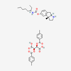 molecular formula C41H50N2O10 B12737951 [(3aS,8bR)-8b-methyl-2,3,3a,4-tetrahydro-1H-indeno[2,1-b]pyrrol-7-yl] N-octan-3-ylcarbamate;(2R,3R)-2,3-bis[(4-methylbenzoyl)oxy]butanedioic acid CAS No. 139894-40-9