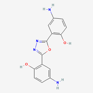 molecular formula C14H12N4O3 B12738041 1,3,4-Oxadiazole, 2,5-bis(5-amino-2-hydroxyphenyl)- CAS No. 95452-62-3