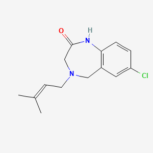 molecular formula C14H17ClN2O B12738049 2H-1,4-Benzodiazepin-2-one, 7-chloro-1,3,4,5-tetrahydro-4-(3-methyl-2-butenyl)- CAS No. 258849-78-4