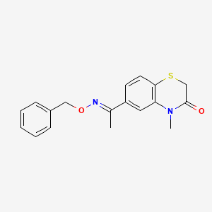 molecular formula C18H18N2O2S B12738057 4-Methyl-6-(1-((phenylmethoxy)imino)ethyl)-2H-1,4-benzothiazin-3(4H)-one CAS No. 91119-79-8