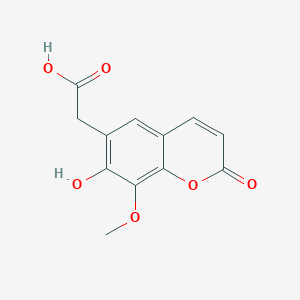 molecular formula C12H10O6 B127381 2H-1-Benzopyran-6-acetic acid, 7-hydroxy-8-methoxy-2-oxo- CAS No. 71942-06-8