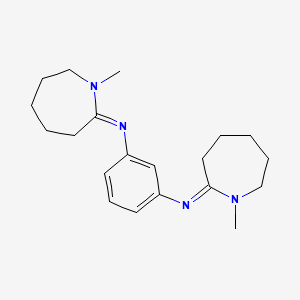 molecular formula C20H30N4 B12738208 N,N'-Bis(hexahydro-1-methyl-2H-azepin-2-ylidene)-1,3-benzenediamine CAS No. 84859-21-2