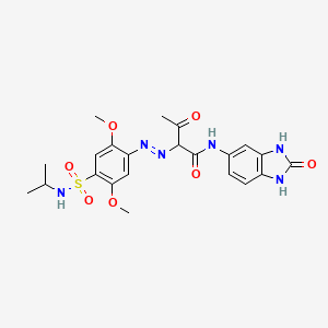 molecular formula C22H26N6O7S B12738247 N-(2,3-Dihydro-2-oxo-1H-benzimidazol-5-yl)-2-((4-((isopropylamino)sulphonyl)-2,5-dimethoxyphenyl)azo)-3-oxobutyramide CAS No. 94159-59-8