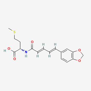molecular formula C17H19NO5S B12738253 N-(5-(1,3-Benzodioxol-5-yl)-1-oxo-2,4-pentadienyl)-L-methionine CAS No. 90778-83-9