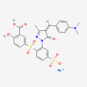 molecular formula C26H22N3NaO9S2 B12738294 Sodium hydrogen 5-((2-(4-((4-(dimethylamino)phenyl)methylene)-4,5-dihydro-3-methyl-5-oxo-1H-pyrazol-1-yl)-4-sulphonatophenyl)sulphonyl)salicylate CAS No. 24221-19-0