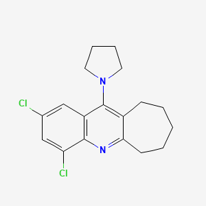 molecular formula C18H20Cl2N2 B12738310 6H-Cyclohepta(b)quinoline, 7,8,9,10-tetrahydro-2,4-dichloro-11-(1-pyrrolidinyl)- CAS No. 113106-57-3