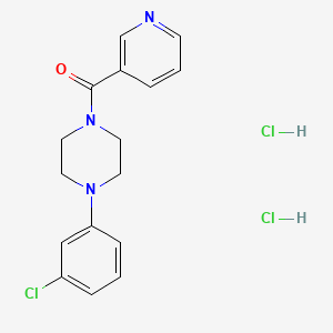 molecular formula C16H18Cl3N3O B12738317 Piperazine, 1-(3-chlorophenyl)-4-(3-pyridinylcarbonyl)-, dihydrochloride CAS No. 124444-73-1
