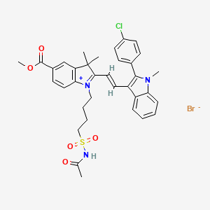 molecular formula C35H37BrClN3O5S B12738328 1-[4-[(Acetylamino)sulphonyl]butyl]-2-[2-[2-(4-chlorophenyl)-1-methyl-1h-indol-3-yl]vinyl]-5-(methoxycarbonyl)-3,3-dimethyl-3h-indolium bromide CAS No. 84100-41-4