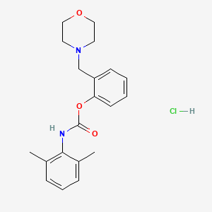 molecular formula C20H25ClN2O3 B12738339 Carbamic acid, (2,6-dimethylphenyl)-, 2-(4-morpholinylmethyl)phenyl ester, monohydrochloride CAS No. 130533-77-6