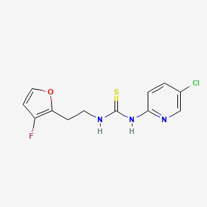 molecular formula C12H11ClFN3OS B12738345 Thiourea, N-(5-chloro-2-pyridinyl)-N'-(2-(3-fluoro-2-furanyl)ethyl)- CAS No. 181305-53-3
