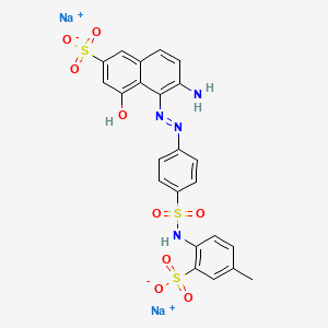 molecular formula C23H18N4Na2O9S3 B12738384 Disodium 6-amino-4-hydroxy-5-((4-(((4-methyl-2-sulphonatophenyl)amino)sulphonyl)phenyl)azo)naphthalene-2-sulphonate CAS No. 84852-24-4