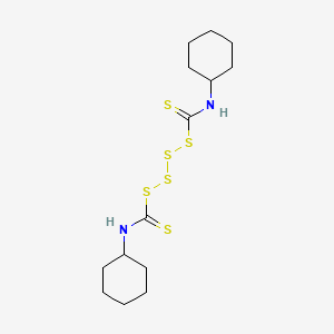 molecular formula C14H24N2S6 B12738423 N(1),N(4)-Dicyclohexyl-1,4-tetrasulfanedicarbothioamide CAS No. 5439-71-4
