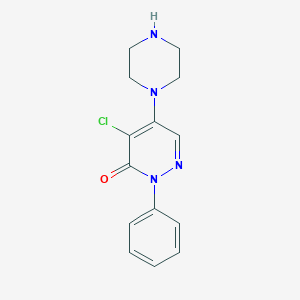 molecular formula C14H15ClN4O B127385 4-chloro-2-phenyl-5-(piperazin-1-yl)pyridazin-3(2H)-one CAS No. 153276-35-8