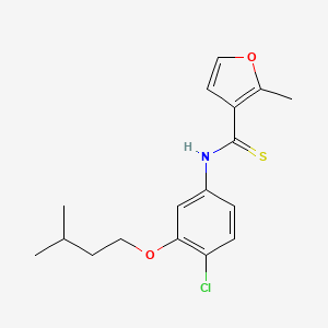 molecular formula C17H20ClNO2S B12738522 3-Furancarbothioamide, N-(4-chloro-3-(3-methylbutoxy)phenyl)-2-methyl- CAS No. 178870-34-3