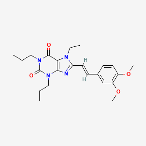molecular formula C23H30N4O4 B12738551 (E)-8-(3,4-Dimethoxystyryl)-7-ethyl-1,3-dipropylxanthine CAS No. 155814-24-7