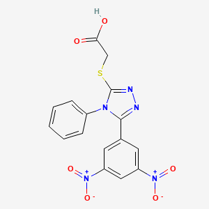 molecular formula C16H11N5O6S B12738568 Acetic acid, ((5-(3,5-dinitrophenyl)-4-phenyl-4H-1,2,4-triazol-3-yl)thio)- CAS No. 119228-54-5