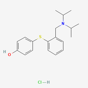 molecular formula C19H26ClNOS B12738639 Phenol, 4-((2-((bis(1-methylethyl)amino)methyl)phenyl)thio)-, hydrochloride CAS No. 127906-63-2