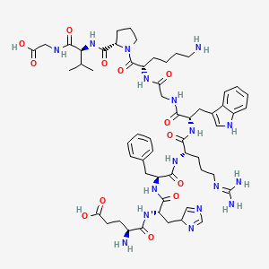 molecular formula C57H81N17O13 B12738656 Glycine, N-(N-(1-(N2-(N-(N-(N2-(N-(N-L-alpha-glutamyl-L-histidyl)-L-phenylalanyl)-L-arginyl)-L-tryptophyl)glycyl)-L-lysyl)-L-prolyl)-L-valyl)- CAS No. 24828-93-1