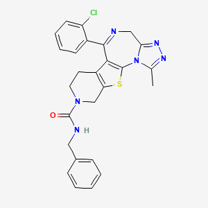molecular formula C26H23ClN6OS B12738664 N-benzyl-9-(2-chlorophenyl)-3-methyl-17-thia-2,4,5,8,14-pentazatetracyclo[8.7.0.02,6.011,16]heptadeca-1(10),3,5,8,11(16)-pentaene-14-carboxamide CAS No. 132418-52-1