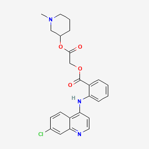 molecular formula C24H24ClN3O4 B12738679 N-Methyl-3-piperidyl N-(7-chloro-4-quinolyl)anthraniloyloxyacetate CAS No. 86518-42-5