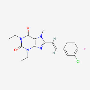 molecular formula C18H18ClFN4O2 B12738681 (E)-8-(3-Chloro-4-fluorostyryl)-1,3-diethyl-7-methylxanthine CAS No. 155271-98-0