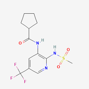 molecular formula C13H16F3N3O3S B12738682 Cyclopentanecarboxamide, N-(2-((methylsulfonyl)amino)-5-(trifluoromethyl)-3-pyridinyl)- CAS No. 141283-85-4