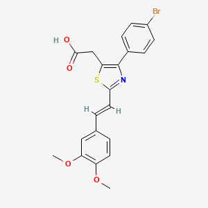molecular formula C21H18BrNO4S B12738723 4-(4-Bromophenyl)-2-(2-(3,4-dimethoxyphenyl)ethenyl)-5-thiazoleacetic acid CAS No. 116759-17-2