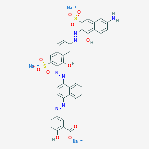 molecular formula C37H22N7Na3O11S2 B12738808 Trisodium 5-((4-((7-((6-amino-1-hydroxy-3-sulphonato-2-naphthyl)azo)-1-hydroxy-3-sulphonato-2-naphthyl)azo)-1-naphthyl)azo)salicylate CAS No. 6473-15-0