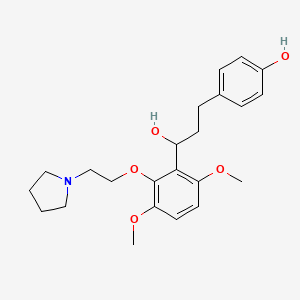 molecular formula C23H31NO5 B12738850 alpha-(3,6-Dimethoxy-2-(2-(1-pyrrolidinyl)ethoxy)phenyl)-4-hydroxybenzenepropanol CAS No. 88770-65-4