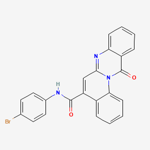 molecular formula C23H14BrN3O2 B12738954 12H-Quino(2,1-b)quinazoline-5-carboxamide, N-(4-bromophenyl)-12-oxo- CAS No. 137522-71-5