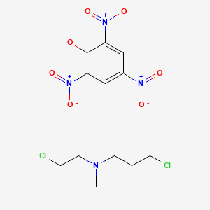 molecular formula C12H15Cl2N4O7- B12738958 N-2-Chloroethyl-N-methyl-3-chloropropylamine picrate CAS No. 92168-03-1