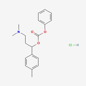 molecular formula C19H24ClNO3 B12738995 Carbonic acid, (alpha-(2-(dimethylamino)ethyl)-p-methylbenzyl) phenyl ester, hydrochloride CAS No. 88384-32-1