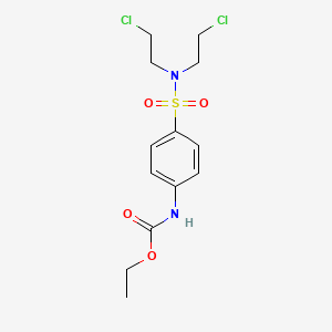 molecular formula C13H18Cl2N2O4S B12739015 Carbamic acid, (4-((bis(2-chloroethyl)amino)sulfonyl)phenyl)-, ethyl ester CAS No. 81865-12-5