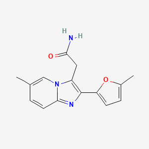 molecular formula C15H15N3O2 B12739083 Imidazo(1,2-a)pyridine-3-acetamide, 6-methyl-2-(5-methyl-2-furanyl)- CAS No. 88570-83-6