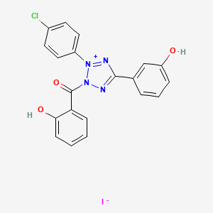 molecular formula C20H14ClIN4O3 B12739098 3-(4-Chlorophenyl)-2-(2-hydroxybenzoyl)-5-(3-hydroxyphenyl)-2H-tetrazolium iodide CAS No. 89567-97-5