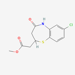 molecular formula C12H12ClNO3S B12739120 Methyl 2,3,4,5-tetrahydro-7-chloro-4-oxo-1,5-benzothiazepine-2-acetate CAS No. 86628-27-5