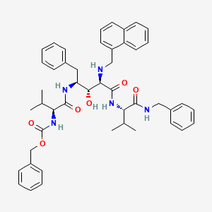 molecular formula C47H55N5O6 B12739179 (2R,3R,4S)-N-(2-((1-Naphthalenyl)methylamino)-4-((N-((benzyloxy)carbonyl)valyl)amino)-3-hydroxy-5-phenylpentanoyl)valine benzylamide CAS No. 161510-41-4
