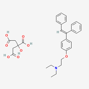 molecular formula C32H37NO8 B12739198 Ethanamine, 2-(4-(1,2-diphenylethenyl)phenoxy)-N,N-diethyl-, 2-hydroxy-1,2,3-propanetricarboxylate CAS No. 40297-42-5