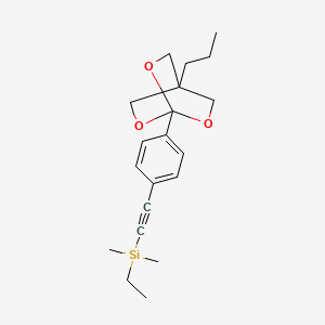 molecular formula C20H28O3Si B12739205 Silane, ethyldimethyl((4-(4-propyl-2,6,7-trioxabicyclo(2.2.2)oct-1-yl)phenyl)ethynyl)- CAS No. 134133-98-5