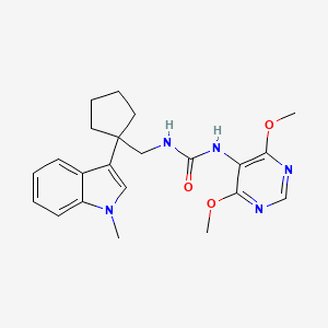 molecular formula C22H27N5O3 B12739220 Urea, N-(4,6-dimethoxy-5-pyrimidinyl)-N'-((1-(1-methyl-1H-indol-3-yl)cyclopentyl)methyl)- CAS No. 145131-49-3
