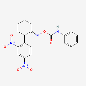molecular formula C19H18N4O6 B1273924 1-(3-{[(Anilinocarbonyl)oxy]imino}cyclohexyl)-2,4-dinitrobenzene 