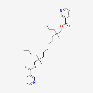 molecular formula C32H48N2O4 B12739251 Nicotinic acid, 2,9-dibutyl-2,9-dimethyldecamethylene ester CAS No. 85018-74-2
