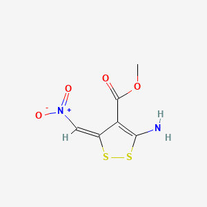 molecular formula C6H6N2O4S2 B12739265 Methyl 5-amino-3-(nitromethylene)-3H-1,2-dithiole-4-carboxylate CAS No. 78649-93-1