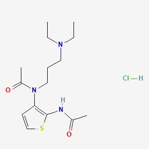 molecular formula C15H26ClN3O2S B12739290 Acetamide, N-(2-(acetylamino)-3-thienyl)-N-(3-(diethylamino)propyl)-, monohydrochloride CAS No. 122777-85-9