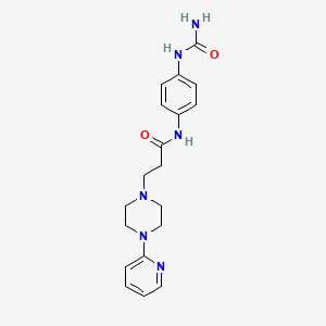 molecular formula C19H24N6O2 B12739298 1-Piperazinepropanamide, N-(4-((aminocarbonyl)amino)phenyl)-4-(2-pyridinyl)- CAS No. 86523-79-7