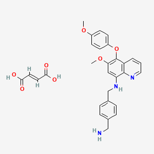 molecular formula C29H29N3O7 B12739308 ((4-(Aminomethyl)phenyl)methyl)(6-methoxy-5-(4-methoxyphenoxy)(8-quinolyl))amine, (1E)ethene-1,2-dicarboxylic acid CAS No. 61895-52-1