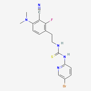 molecular formula C17H17BrFN5S B12739342 Thiourea, N-(5-bromo-2-pyridinyl)-N'-(2-(3-cyano-4-(dimethylamino)-2-fluorophenyl)ethyl)- CAS No. 181305-50-0
