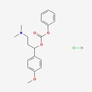 molecular formula C19H24ClNO4 B12739346 Carbonic acid, (alpha-(2-(dimethylamino)ethyl)-p-methoxybenzyl) phenyl ester, hydrochloride CAS No. 88384-31-0