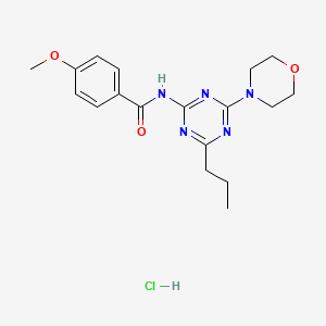 molecular formula C18H24ClN5O3 B12739406 Benzamide, 4-methoxy-N-(4-(4-morpholinyl)-6-propyl-1,3,5-triazin-2-yl)-, monohydrochloride CAS No. 127375-02-4