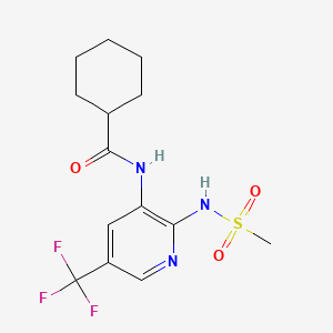 molecular formula C14H18F3N3O3S B12739434 Cyclohexanecarboxamide, N-(2-((methylsulfonyl)amino)-5-(trifluoromethyl)-3-pyridinyl)- CAS No. 141283-52-5